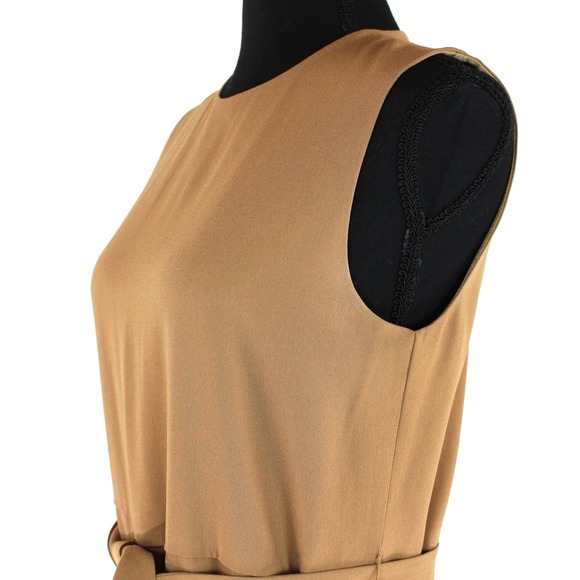 Babaton Saville Tan Sleeveless Belted Office Jumpsuit XS Straight One Piece - Picture 4 of 8